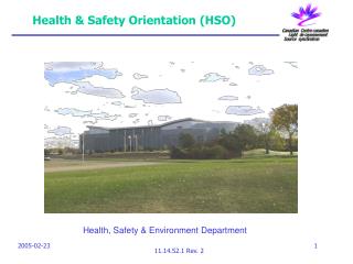 Health &amp; Safety Orientation (HSO)