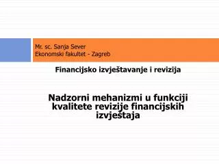 Mr. sc. Sanja Sever Ekonomski fakultet - Zagreb