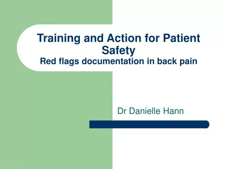 training and action for patient safety red flags documentation in back pain
