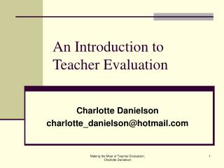 An Introduction to Teacher Evaluation