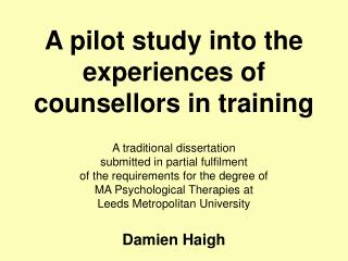 A pilot study into the experiences of counsellors in training