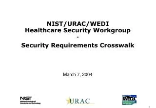 NIST/URAC/WEDI Healthcare Security Workgroup - Security Requirements Crosswalk March 7, 2004