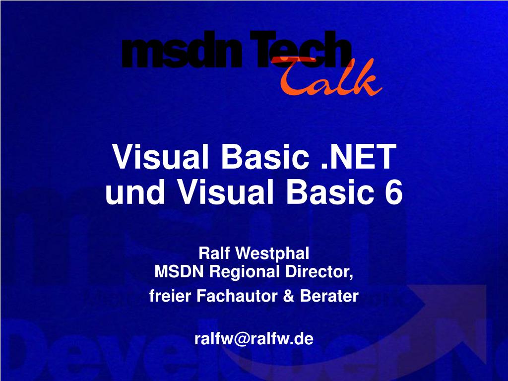 PPT - Visual Basic .NET und Visual Basic 6 PowerPoint Presentation ...