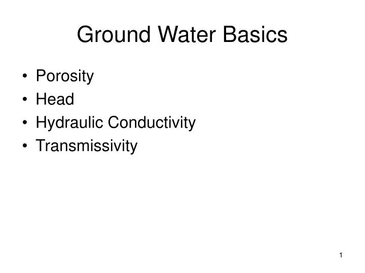 ground water basics