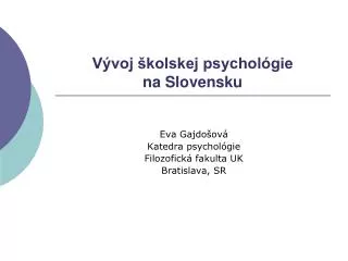 Vývoj školskej psychológie na Slovensku