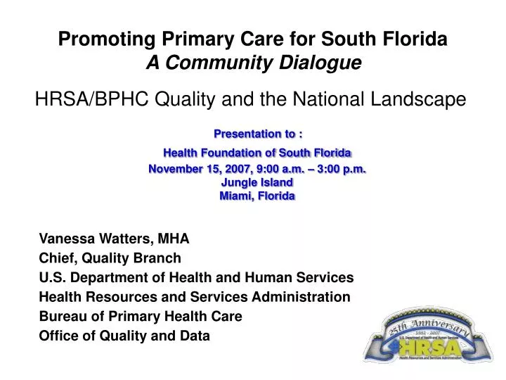 promoting primary care for south florida a community dialogue