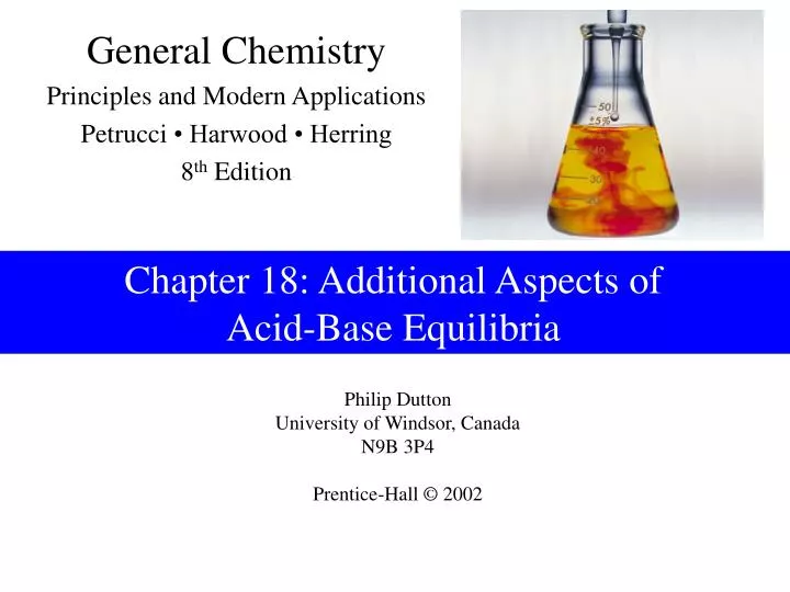 chapter 18 additional aspects of acid base equilibria