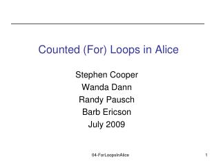 Counted (For) Loops in Alice