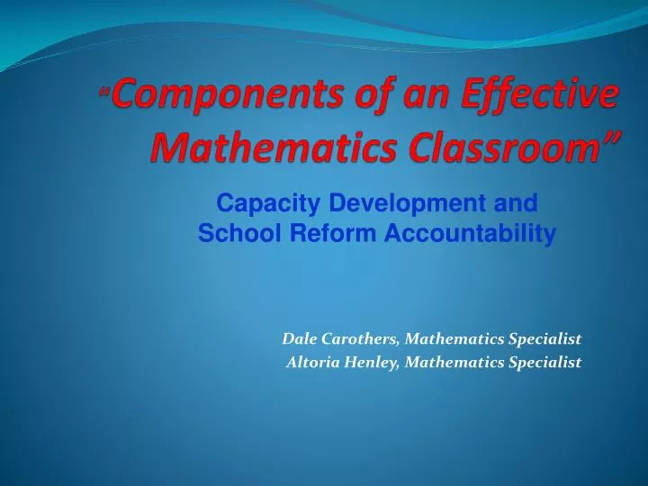 components of an effective mathematics classroom