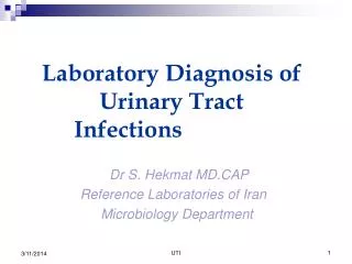 Laboratory Diagnosis of Urinary Tract Infections