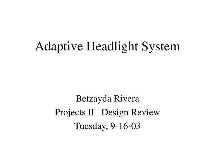 adaptive headlight system