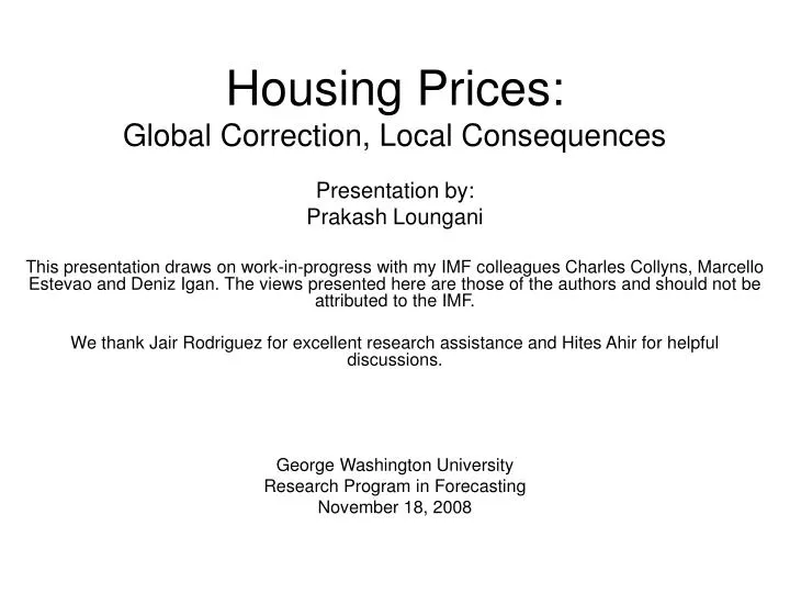 housing prices global correction local consequences