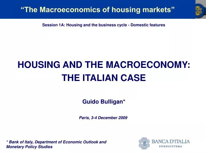 housing and the macroeconomy the italian case guido bulligan