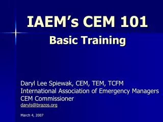 IAEM’s CEM 101 Basic Training