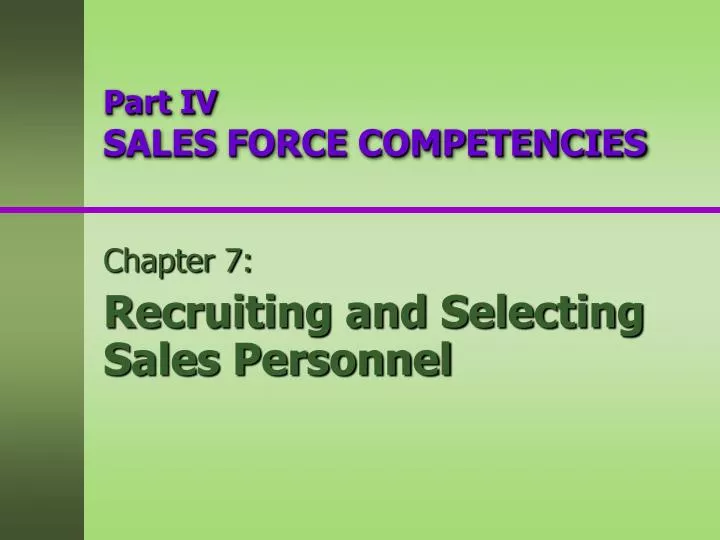 part iv sales force competencies
