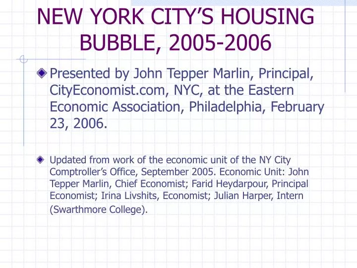 new york city s housing bubble 2005 2006