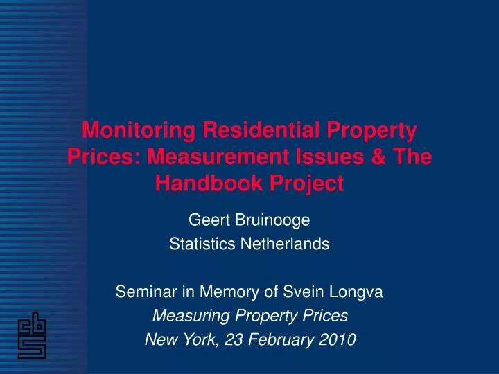 monitoring residential property prices measurement issues the handbook project