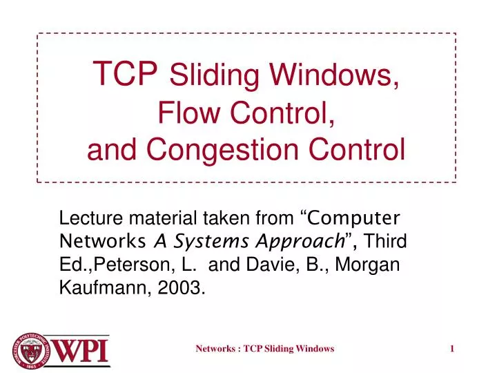 tcp sliding windows flow control and congestion control