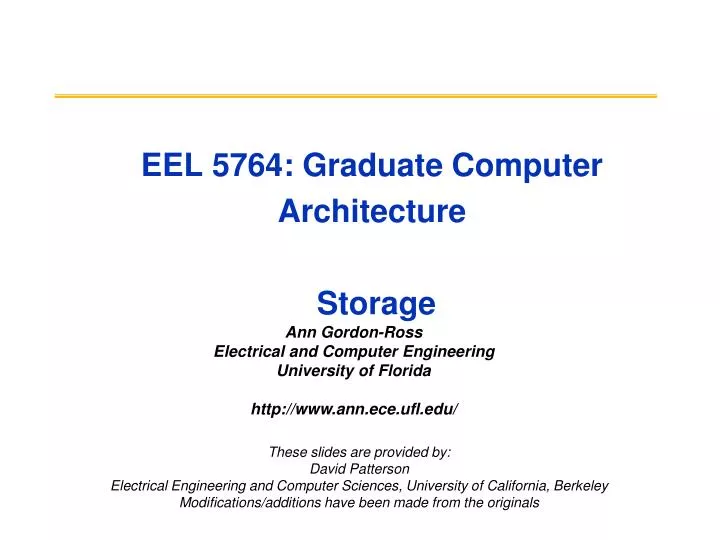 eel 5764 graduate computer architecture storage