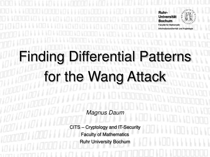 finding differential patterns for the wang attack