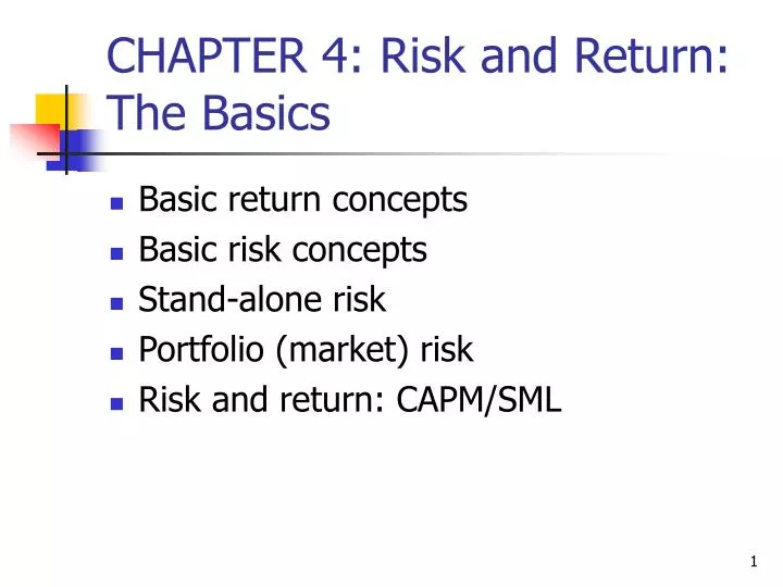 chapter 4 risk and return the basics