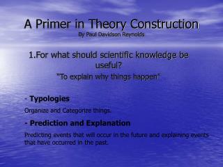A Primer in Theory Construction By Paul Davidson Reynolds