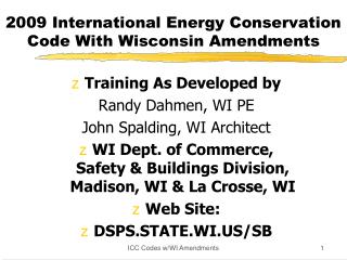 2009 International Energy Conservation Code With Wisconsin Amendments