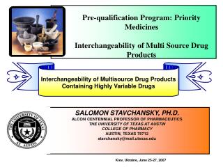 Pre-qualification Program: Priority Medicines Interchangeability of Multi Source Drug Products
