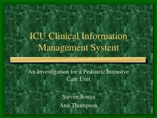 ICU Clinical Information Management System