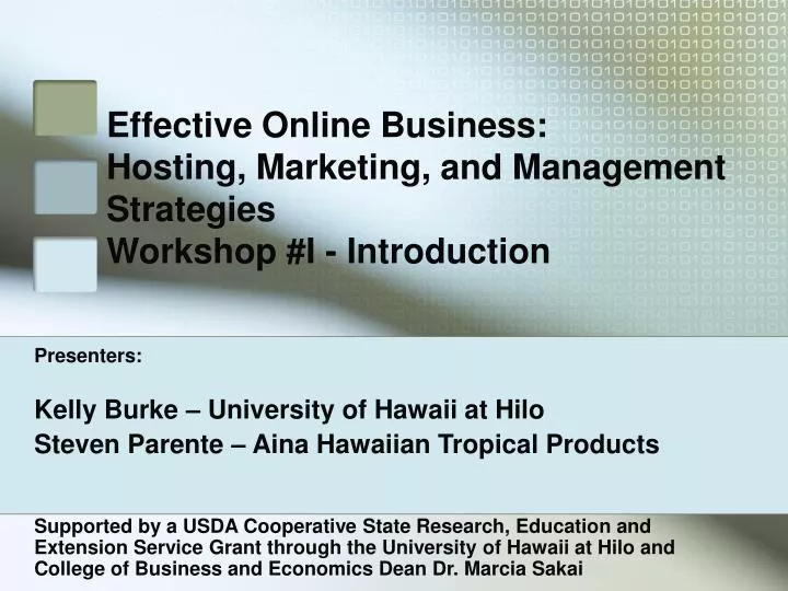 effective online business hosting marketing and management strategies workshop i introduction