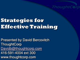 Strategies for Effective Training