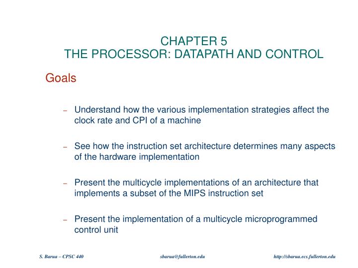 chapter 5 the processor datapath and control