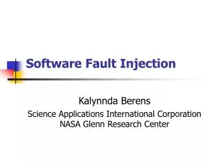 Software Fault Injection