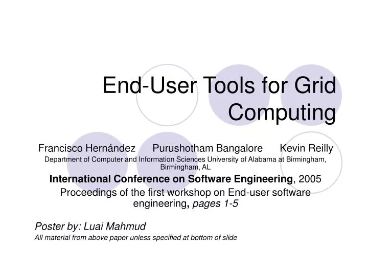 end user tools for grid computing
