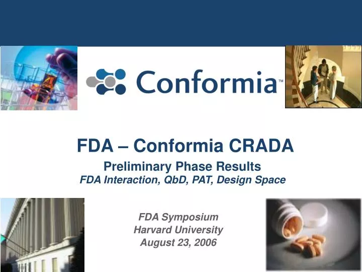 fda conformia crada preliminary phase results fda interaction qbd pat design space