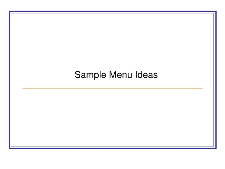 sample menu ideas