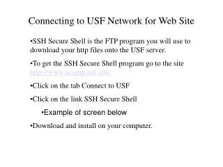 Connecting to USF Network for Web Site