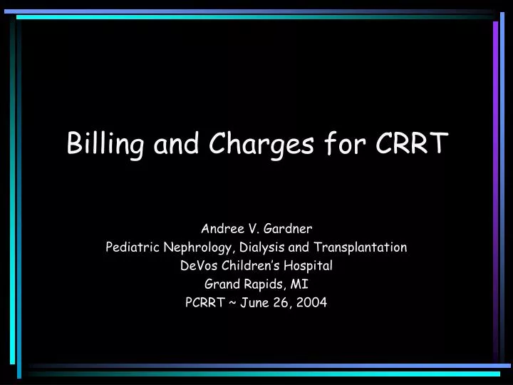 billing and charges for crrt