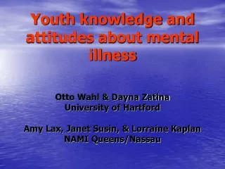 Youth knowledge and attitudes about mental illness