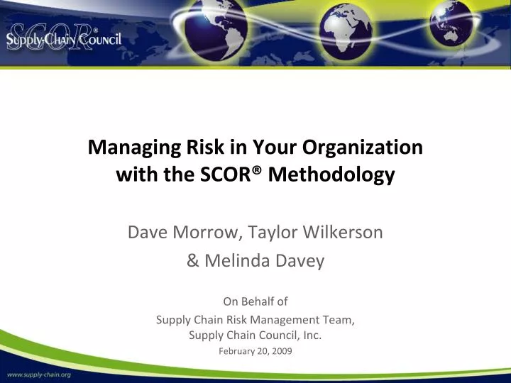 managing risk in your organization with the scor methodology