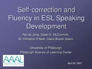 Self-correction and Fluency in ESL Speaking Development