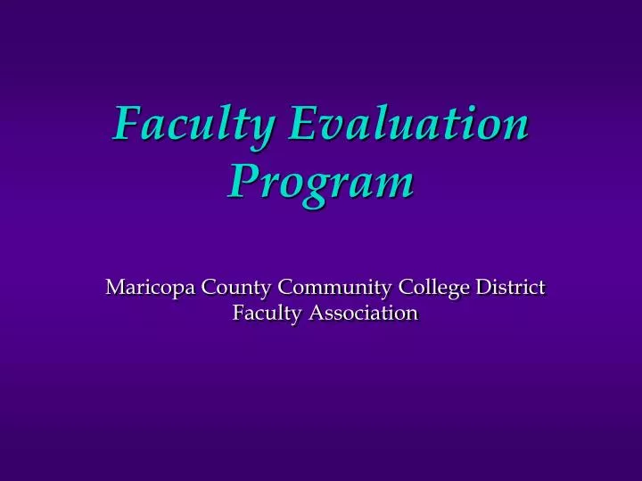 faculty evaluation program