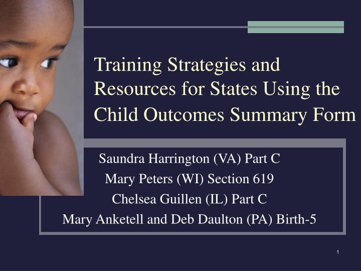 training strategies and resources for states using the child outcomes summary form