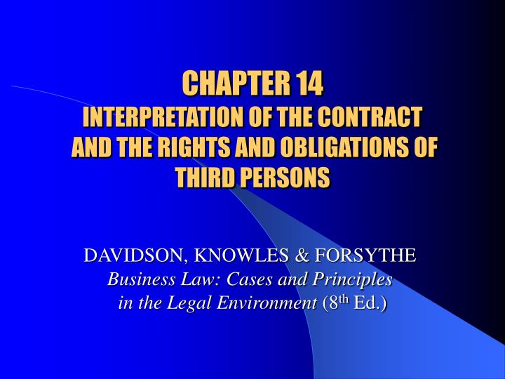 chapter 14 interpretation of the contract and the rights and obligations of third persons