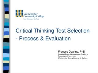 Critical Thinking Test Selection - Process &amp; Evaluation