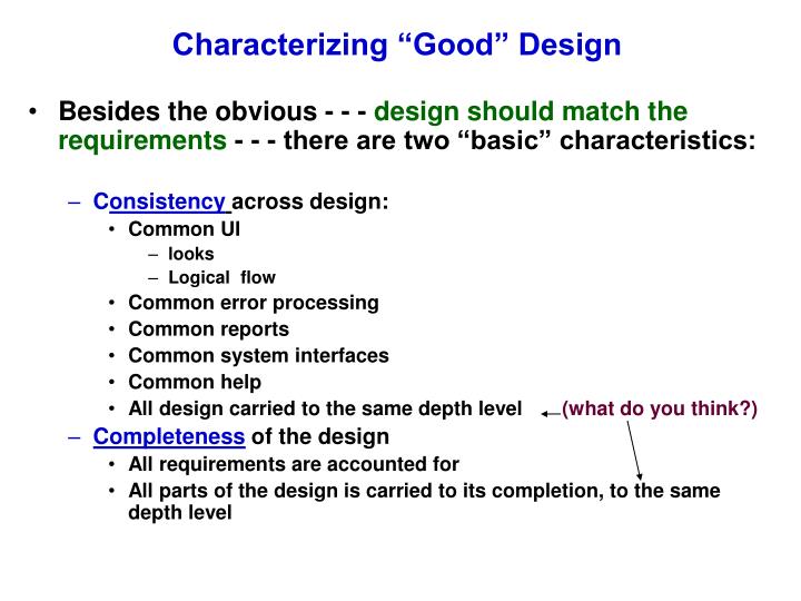 characterizing good design