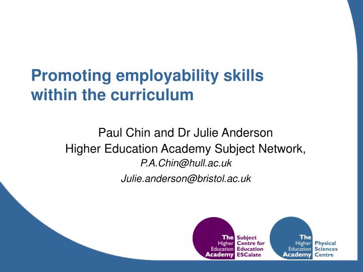 promoting employability skills within the curriculum