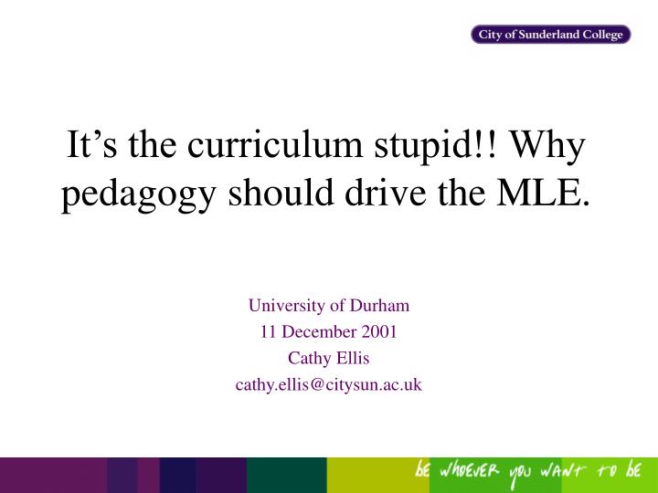 it s the curriculum stupid why pedagogy should drive the mle