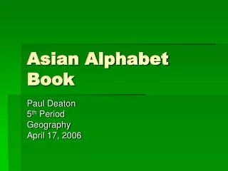 Asian Alphabet Book