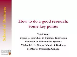 How to do a good research: Some key points